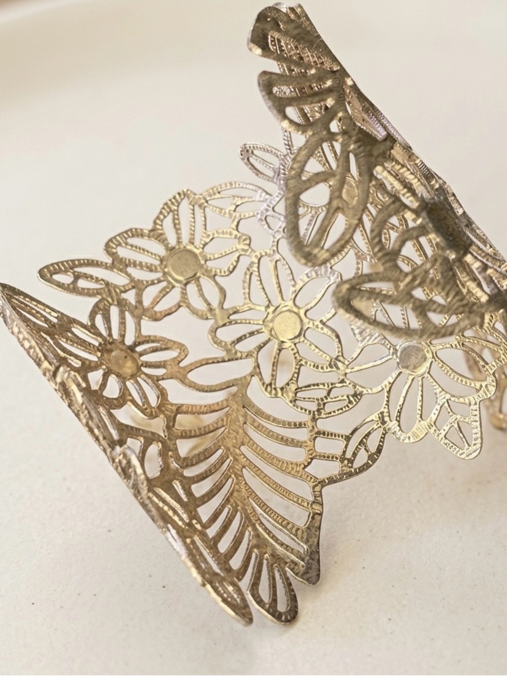 Delicate Gold Floral Filigree Cuff Bracelet